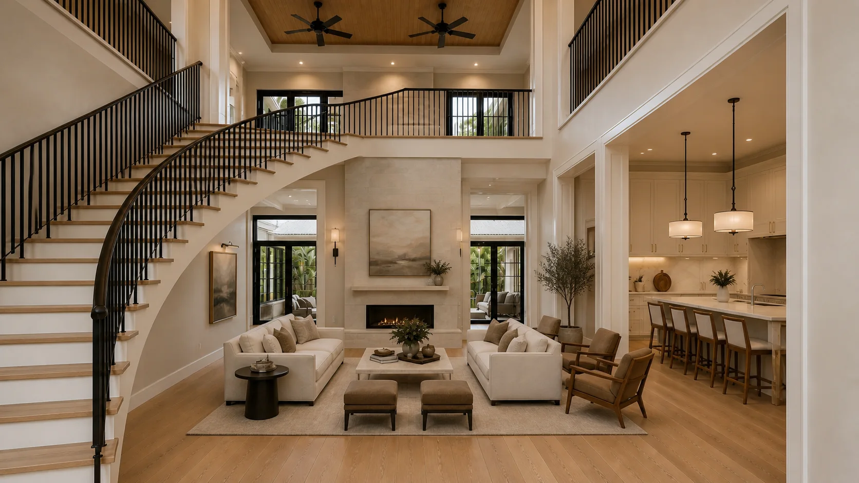 Two-story living area interior design study