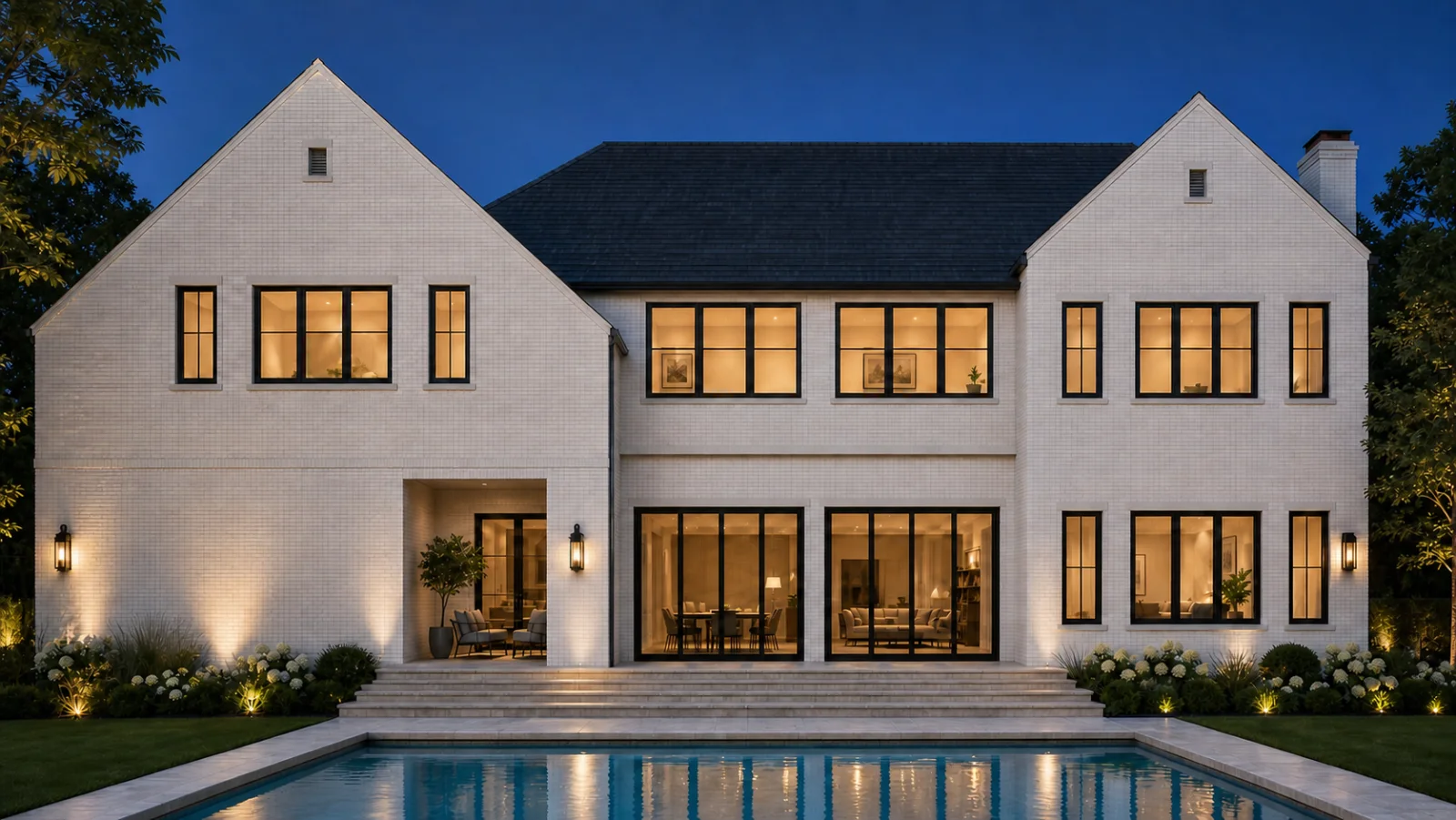 Rear garden elevation architectural visualization of 10 Legend Lane